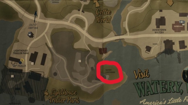 Lighthouse location circled on map