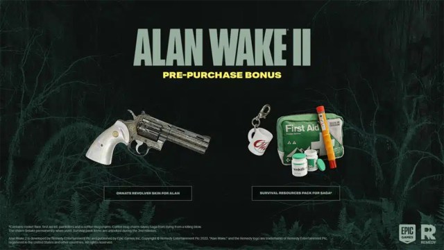 Alan Wake 2 image showing pre-order content.