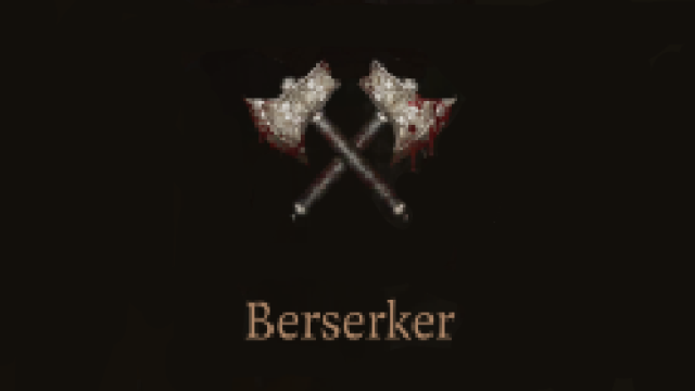 The BG3 symbol for a Berserker Barbarian—a pair of bloody, twin axes crossed—sits on a dark background.