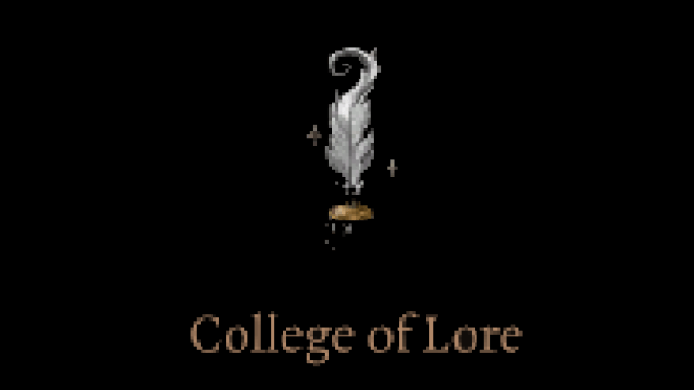 The Bard College of Lore's symbol—a feather quill in an ink pot—is represented on a black background from BG3.