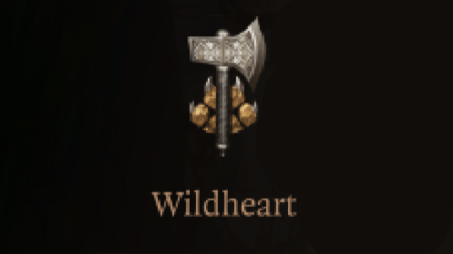 The BG3 symbol for the Wildheart Barbarian—a large axe in front of an animal paw—is presented on a dark background.