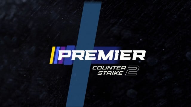 The Counter-Strike 2 Premier logo with blue and yellow stripes.