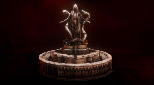 A screenshot of a blood fountain as seen on the Diablo Blood Harvest website.