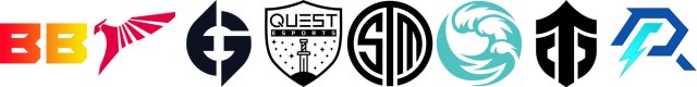 Logos for BetBoom Team, Talon Esports, Evil Geniuses, PSG Quest, TSM, Beastcoast, Entity, Azure Ray