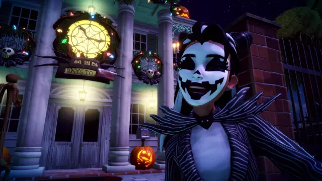 The player taking a selfie with the Haunted Mansion.