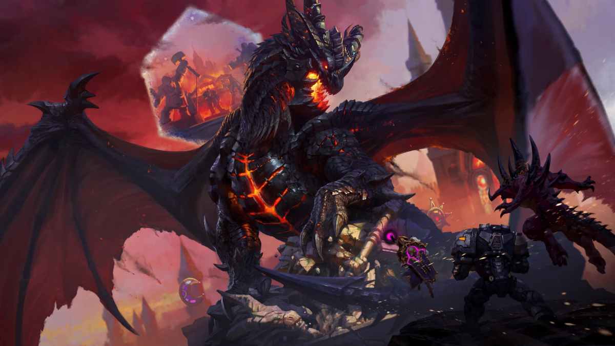 Deathwing fighting characters from other Blizzard universes