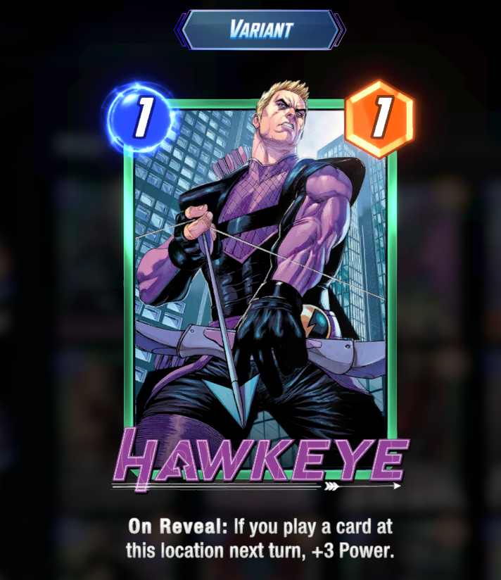 Marvel Snap's Discord Nitro-exclusive Hawkeye variant.