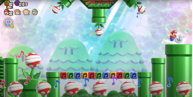 Dancing Piranhas at the end of the level in Mario Wonder.