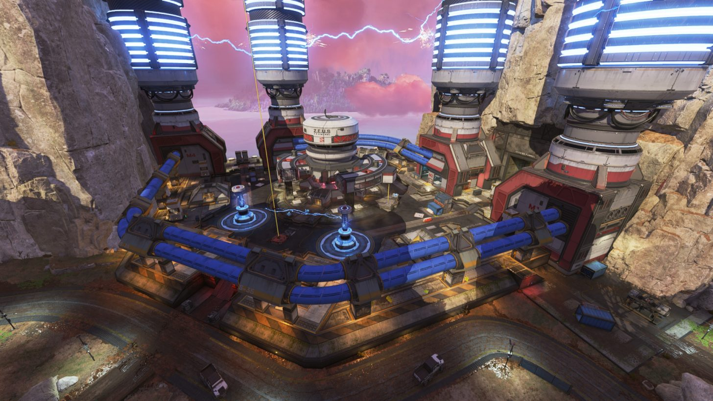 A screenshot of Zeus Station, a new POI in Apex's Storm Point map.