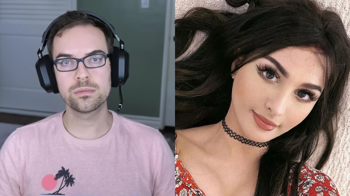 Jacksfilms (left) and Sssniperwolf (right) feud over doxxing and YouTube drama.