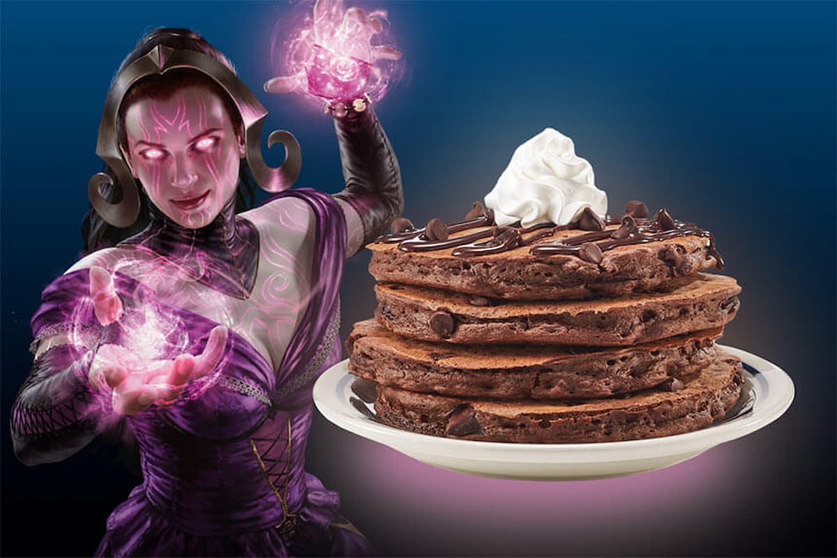 Image of MTG Planeswalker Liliana casting a spell by chocolate IHOP pancakes