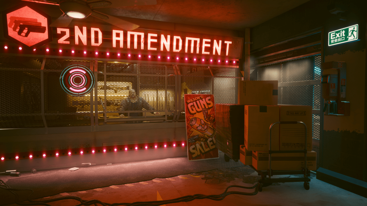 the front of the gun store 2nd Amendment in Cyberpunk 2077