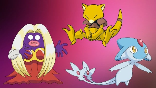Psychic Pokémon Jynx, Abra, and Azelf