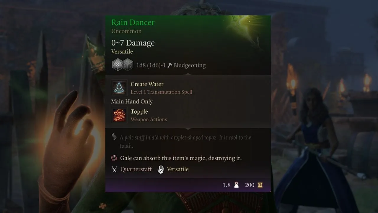 Rain Dancer weapon with Create Water in Diablo 4