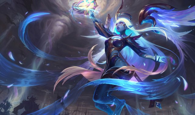 Soraka as she appears with her Dawnbringer skin in League of Legends.