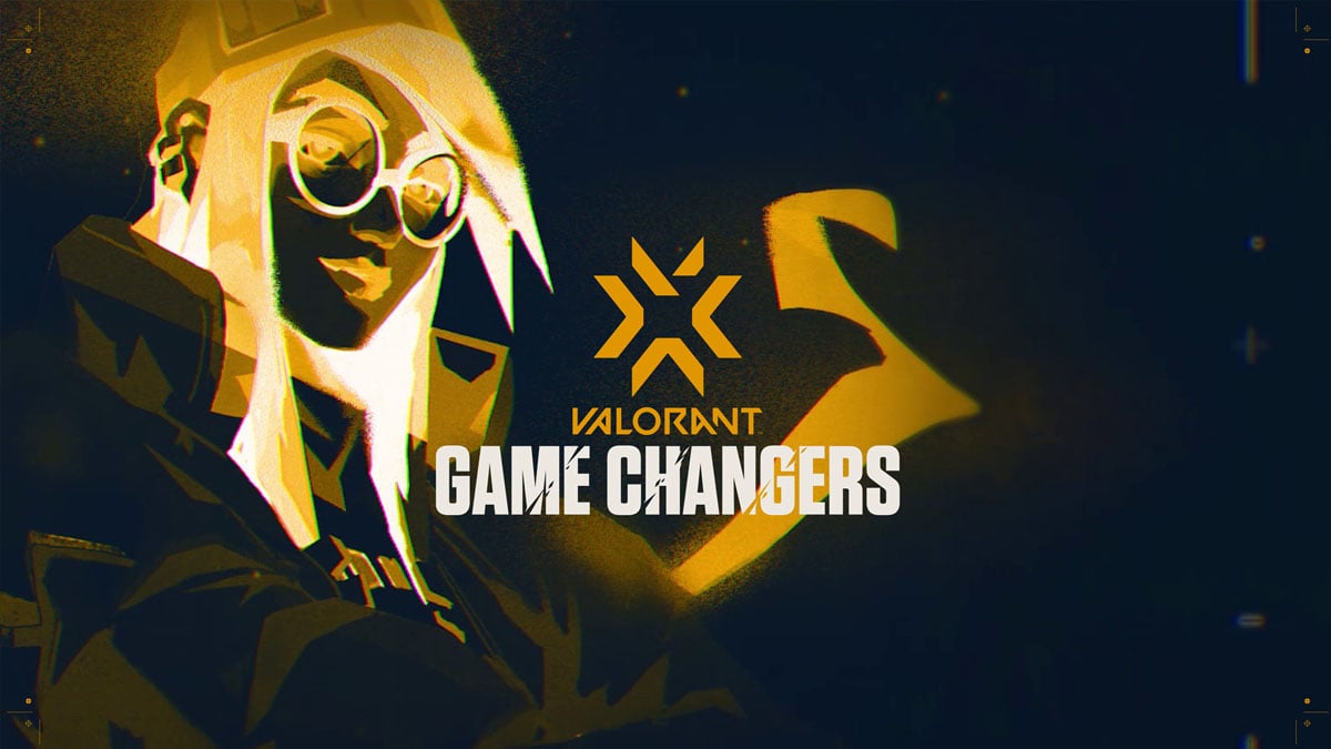 Killjoy, from VALORANT, silhouette in gold and blue with the Game Changers logo in the middle of the image.