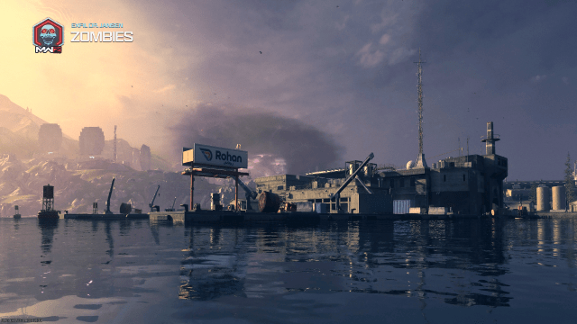 A pre-game loading screen showing the location of the Extraction mission in MW3 Zombies.