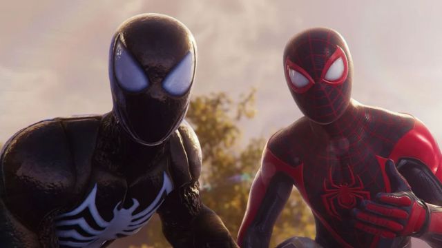 Miles Morales e Peter Parker in Spider-Man 2