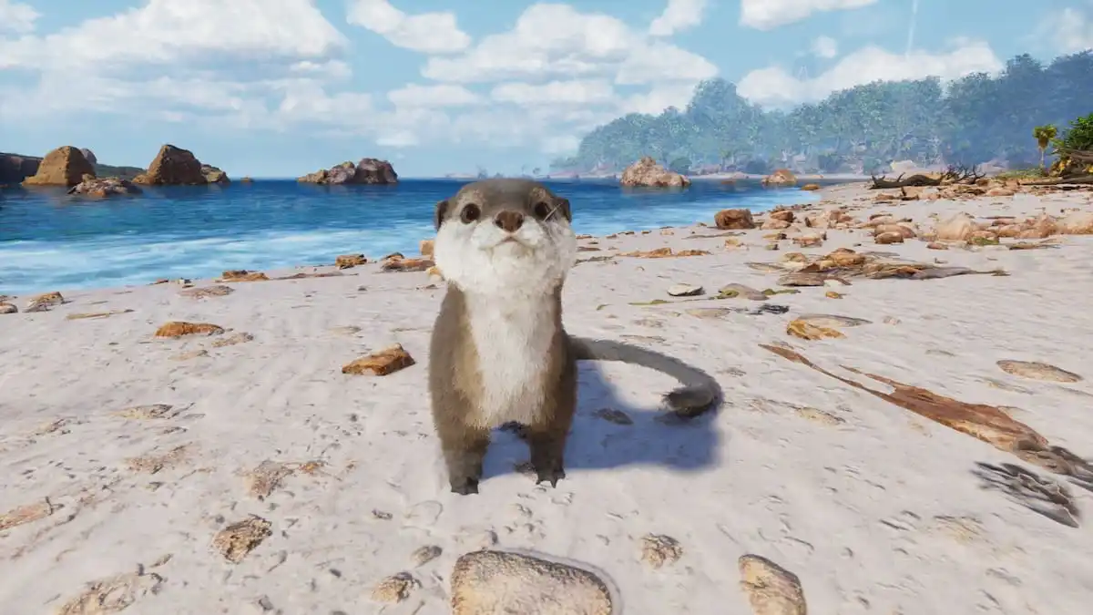An otter looking at the camera in Ark: Survival Ascended.