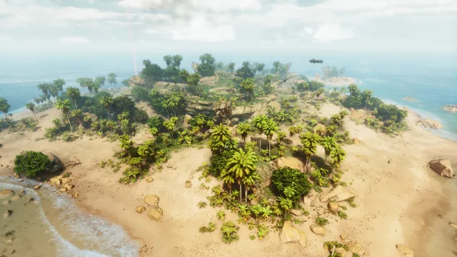 An aerial view of Carno Island on Ark: Survival Ascended.