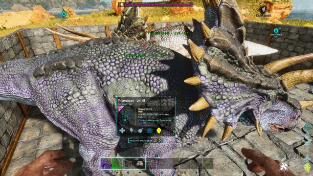 Two Triceratops mating in Ark: Survival Ascended.