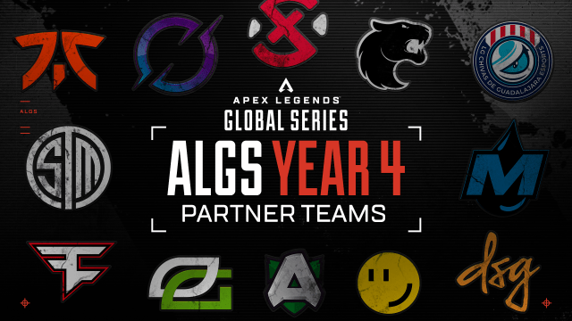 The included teams in the ALGS Year Four Partnership Program: TSM, XSET, OpTic Gaming, FaZe, FURIA, DarkZero, LG Chivas, Moist Esports, and Disguised from North America, Alliance from EMEA, and Fnatic and Riddle from Asia Pacific North.