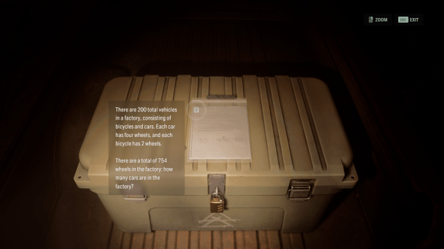 The car puzzle Cult Stash riddle in Alan Wake 2.
