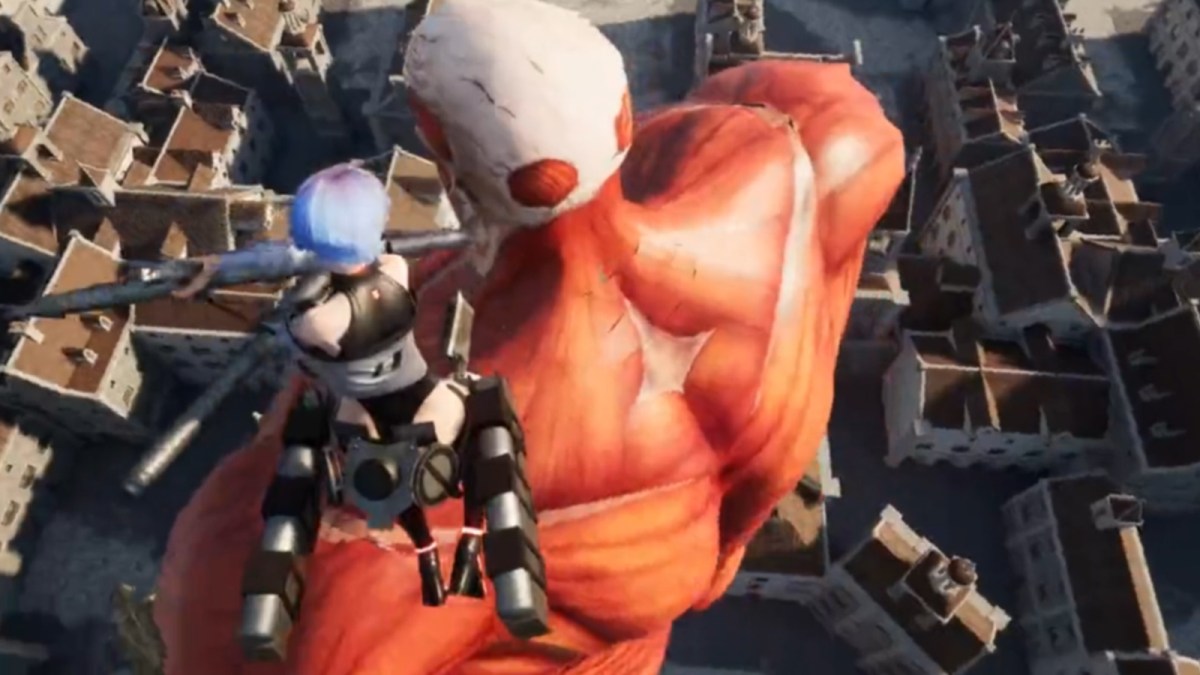 Attack on Titan fan game player taking down Colossal Titan