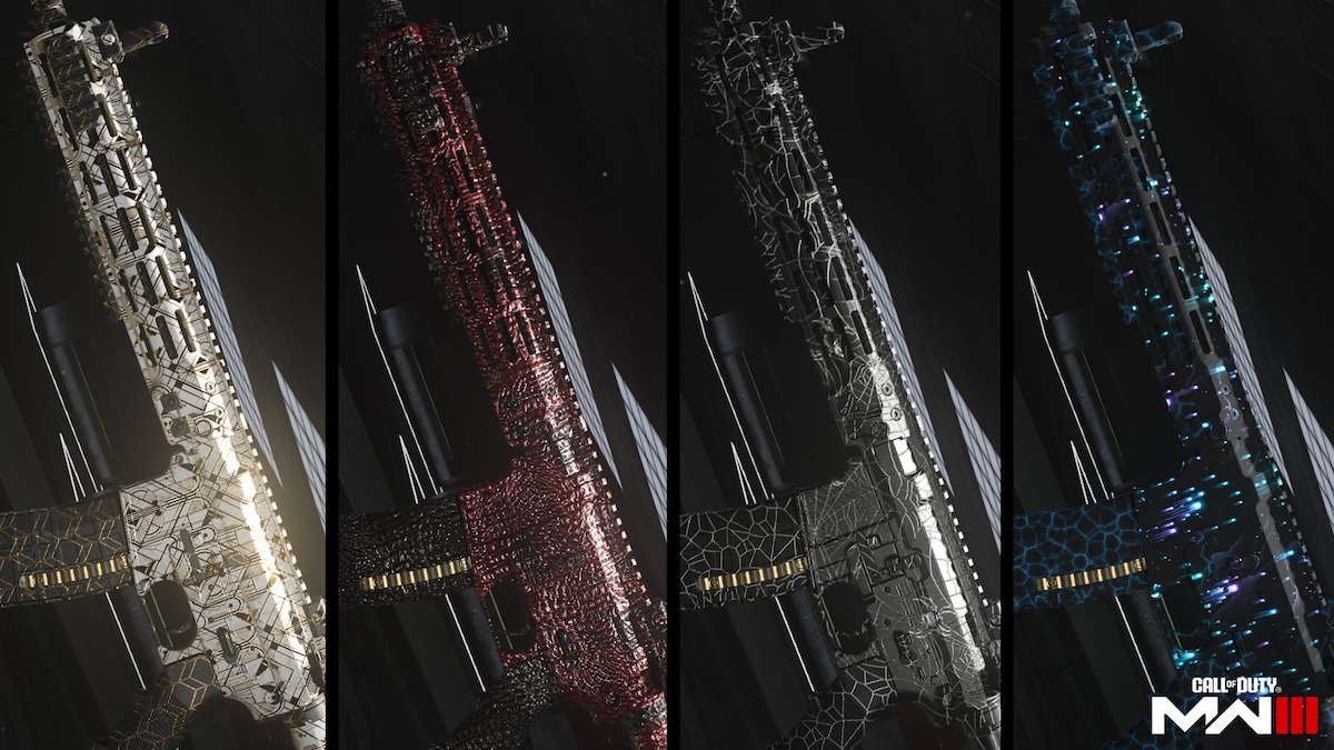 The Bioluminescent camo next to three other camos in MW3