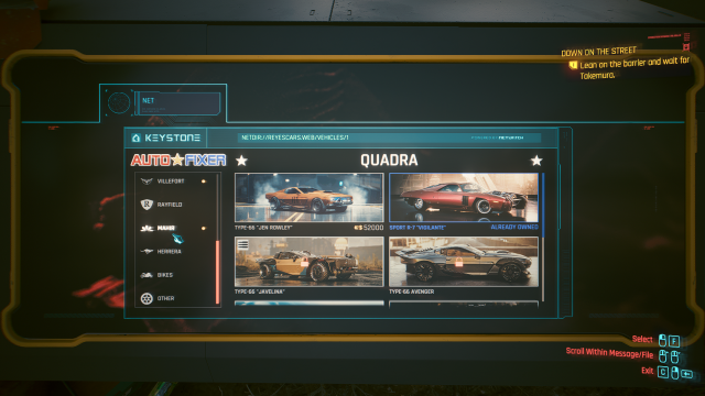 How to buy cars in Cyberpunk 2077