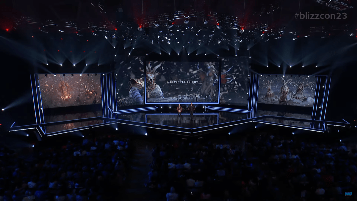 Image of the Midwinter Blight event being announced at BlizzCon