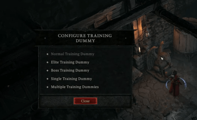 Image of a statue in a dark basement in Diablo 4.