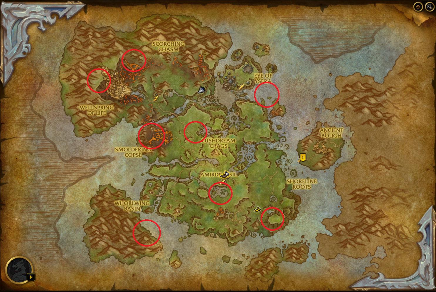 WoW Dragonflight All Dragon Glyph Locations In The Emerald Dream   Emerald Dream Map WoW Dragonflight Dragonriding Gyphs 