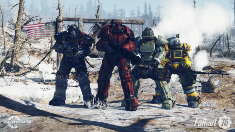 Fallout 76 players playing together on the same platform.