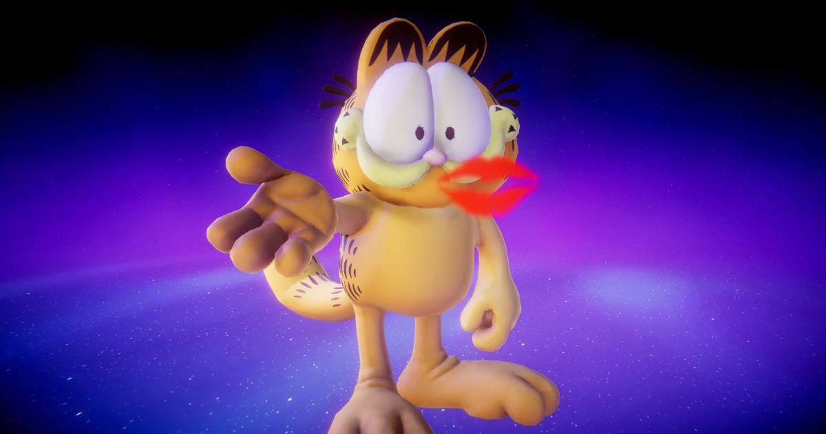 Garfield blowing a kiss in Nick All Star Brawl 2