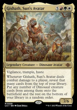 Gishath, Sun's Avatar leads the stampede of wild Dinosaurs on Ixalan