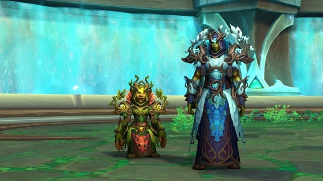 Goblin and Orc in armor sets standing