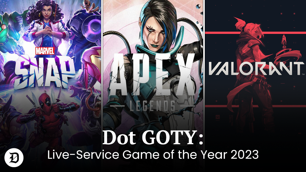 Dot Live service GOTY image showing Marvel Snap, Apex Legends and Valorant