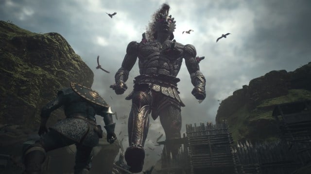 A giant metal man walking in Dragon's Dogma 2