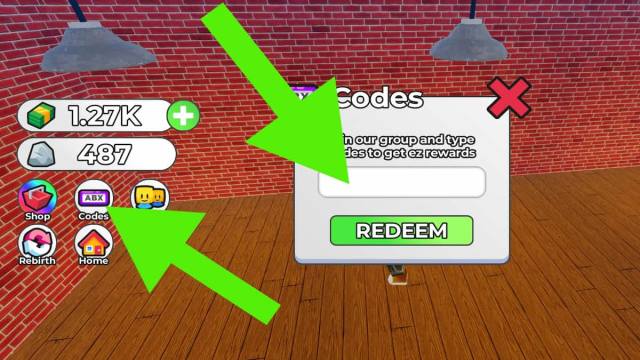 How to redeem codes in Prove Dad Wrong by Selling Rocks Tycoon