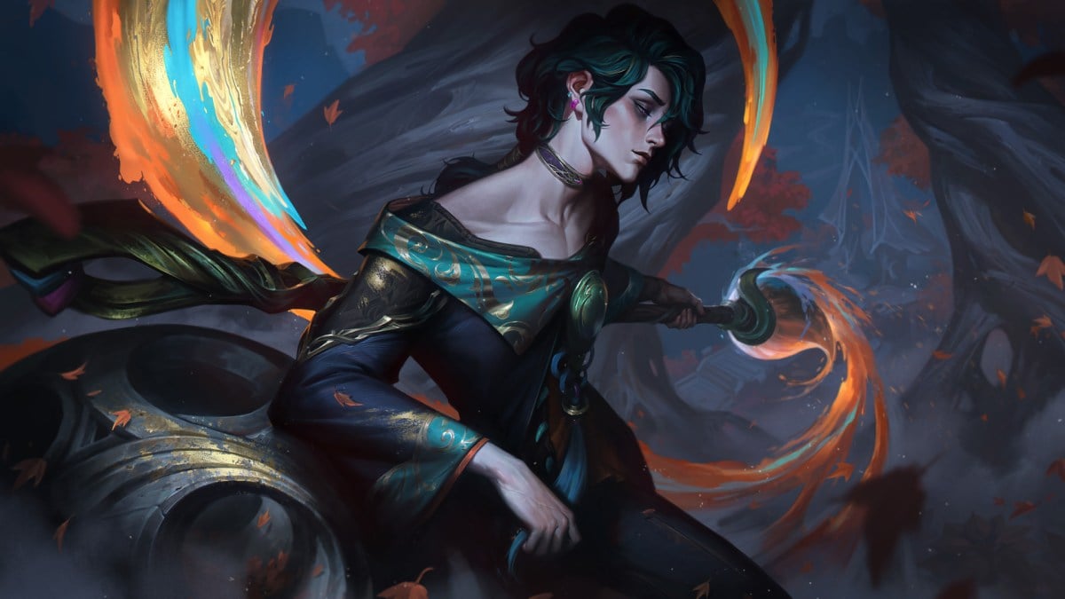 The League of Legends champion Hwei in his official splash art.