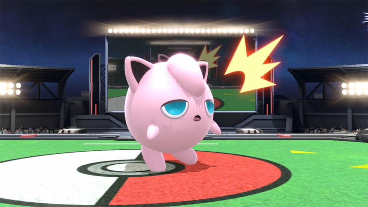 Jigglypuff using a failed Rest in Super Smash Bros. Ultimate.
