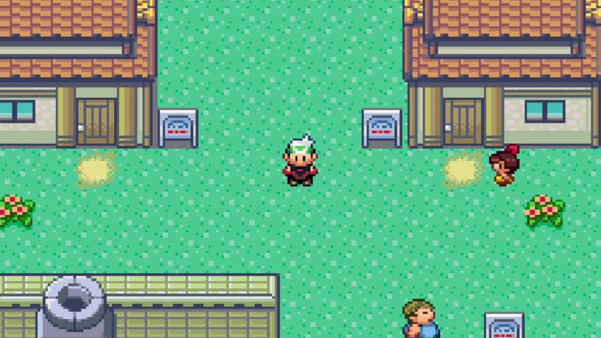 Players standing in Littleroot Town Pokemon Sapphire