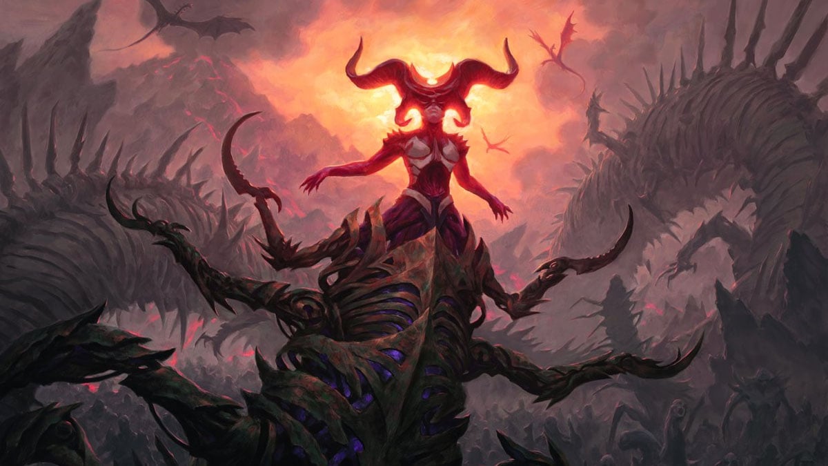 Sheoldred full artwork from Magic: The Gathering