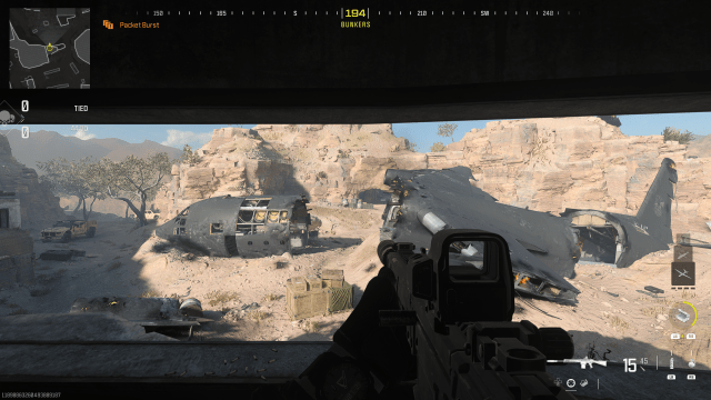 A first-person view facing the middle of Afghan in MW3.