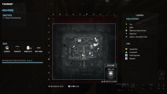 MW3 Highrise mission: eleventh floor map