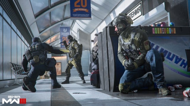 CoD operators take cover and fight on MW3's map Terminal.