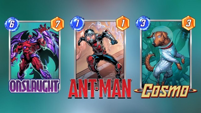 Marvel Snap cards Onslaught, Ant-Man and Cosmo