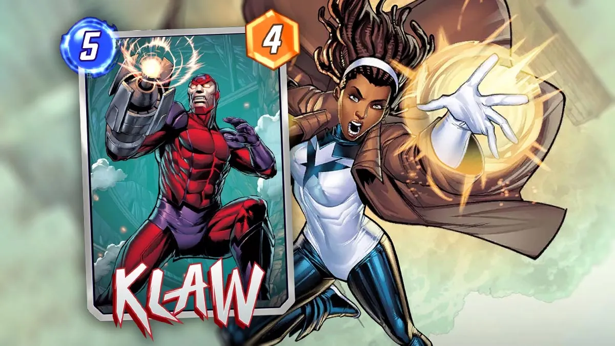 Marvel Snap Klaw card over Spectrum full artwork