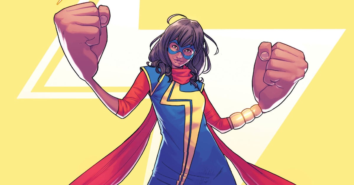 Ms Marvel in the comics, showing her ability to enlarge her hands